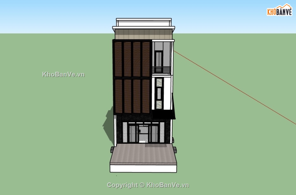 nhà phố 3 tầng,su nhà phố,sketchup nhà phố 3 tầng,su nhà phố 3 tầng