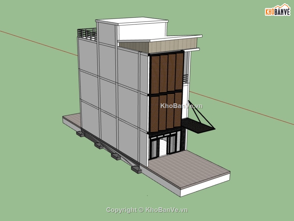 nhà phố 3 tầng,su nhà phố,sketchup nhà phố 3 tầng,su nhà phố 3 tầng