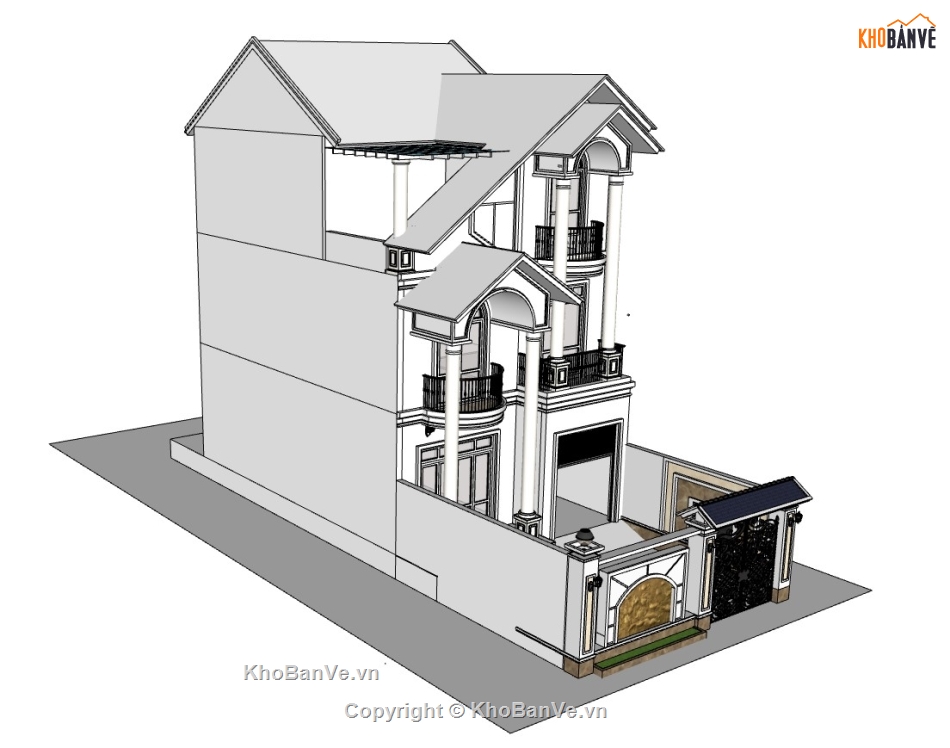 nhà phố 3 tầng,su nhà phố,sketchup nhà phố,su nhà phố 3 tầng