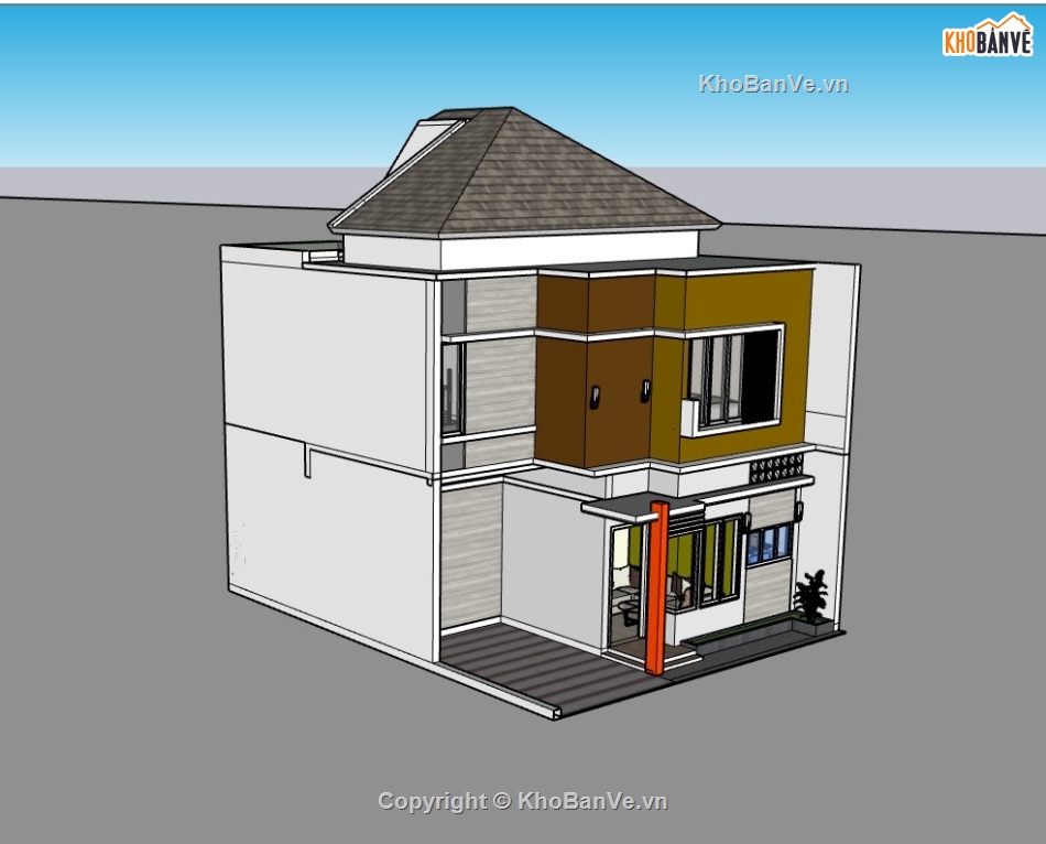 nhà phố  2 tầng,su nhà phố 2 tầng,su nhà phố,sketchup nhà phố 2 tầng