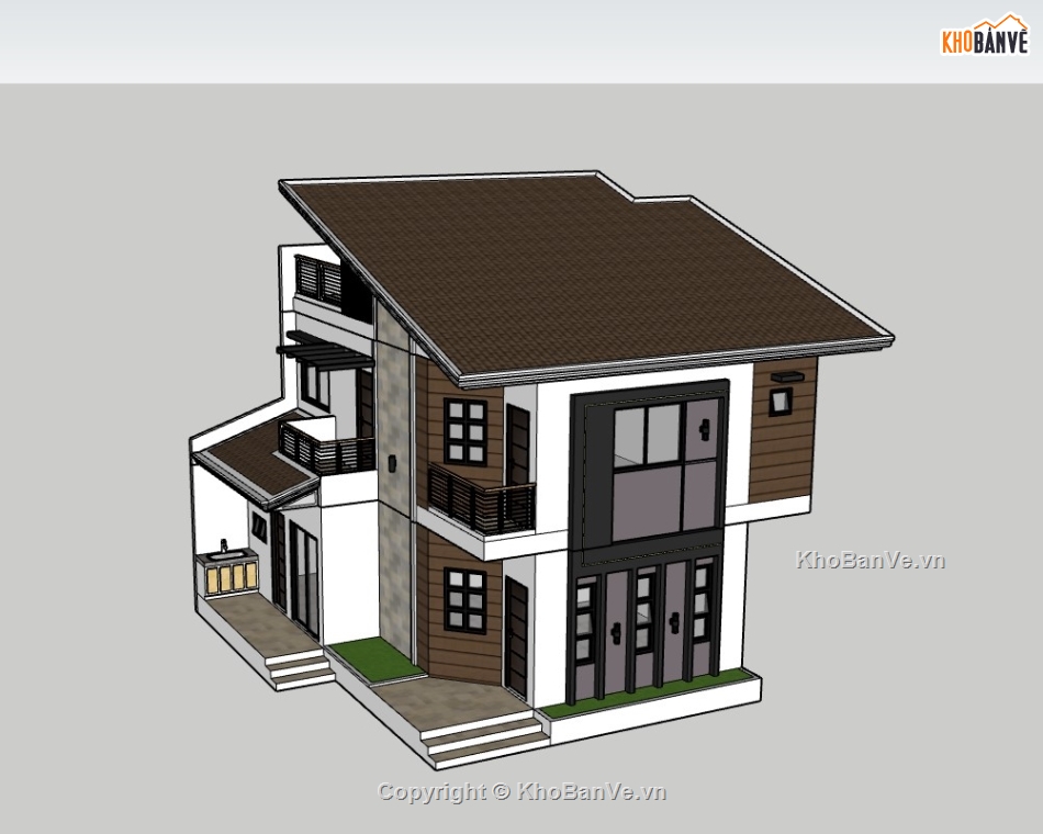 su nhà phố,sketchup nhà phố,sketchup nhà phố 2 tầng