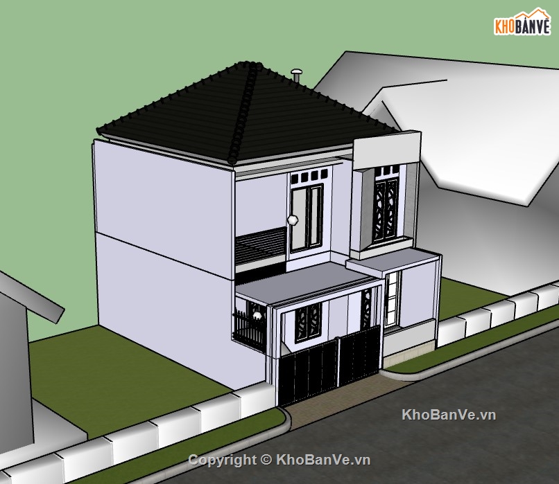 su nhà phố,sketchup nhà phố,su nhà phố 2 tầng,sketchup nhà phố 2 tầng