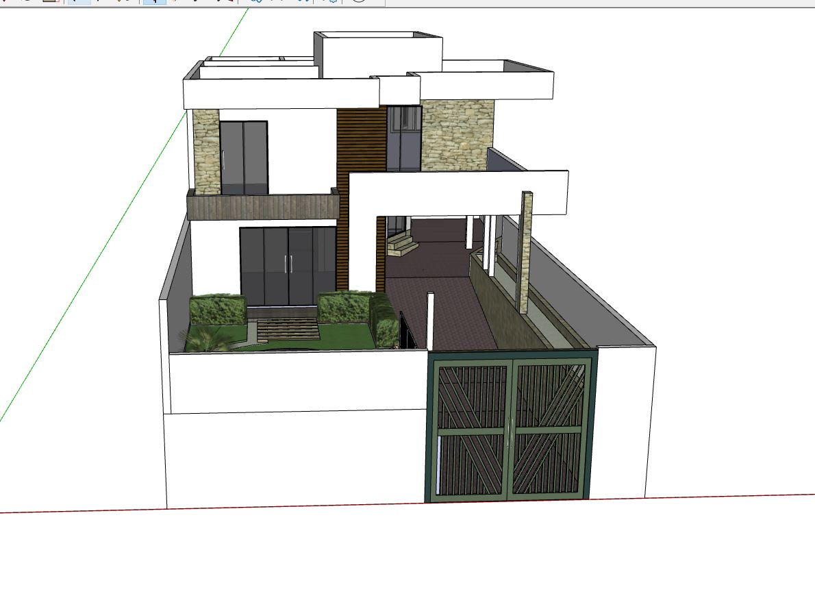 nhà phố 2 tầng,model su nhà phố 2 tầng,sketchup nhà phố 2 tầng