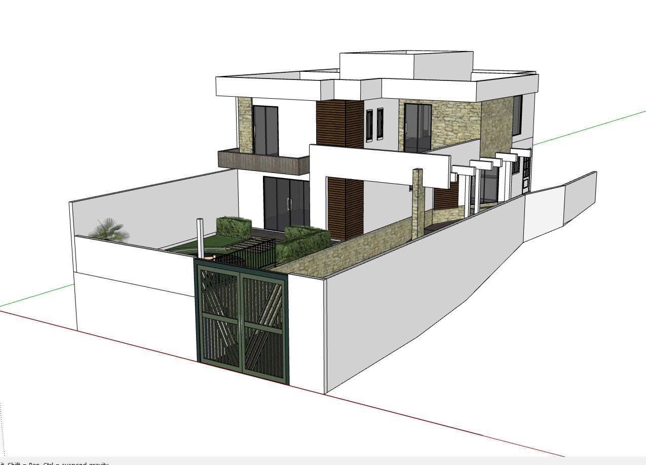nhà phố 2 tầng,model su nhà phố 2 tầng,sketchup nhà phố 2 tầng