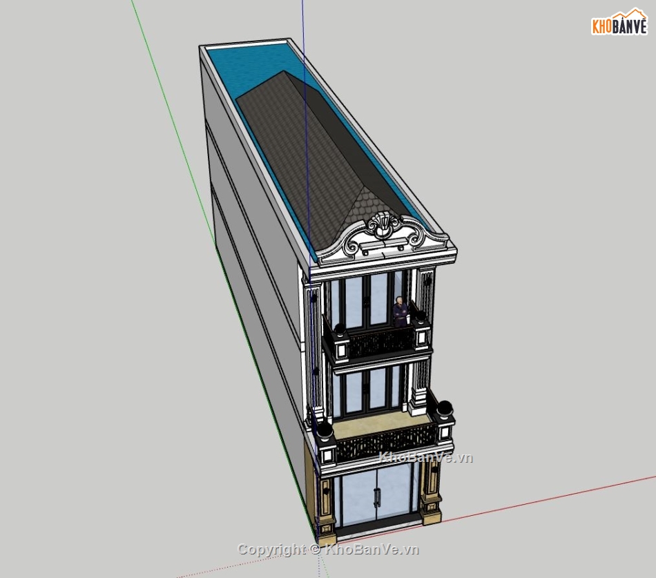 nhà phố 3 tầng dựng sketchup,file 3d su nhà phố tân cổ điển,model sketchup dựng nhà phố,file su nhà phố 3 tầng