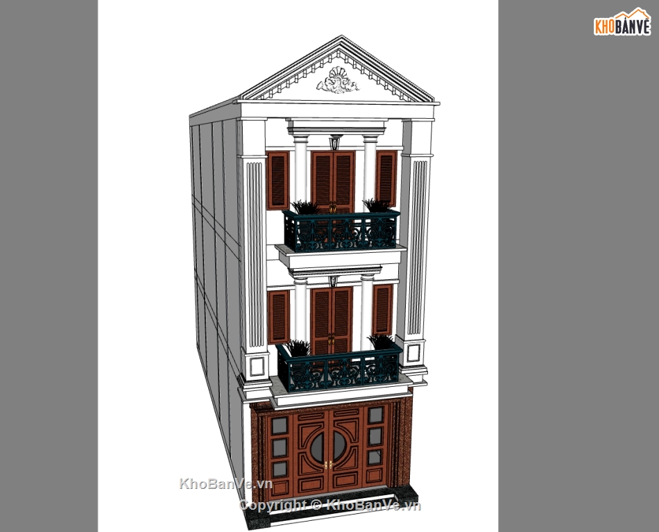 nhà phố 3 tầng,file su nhà phố 3 tầng,model sketchup nhà phố 3 tầng,model su nhà phố,file sketchup nhà phố 3 tầng