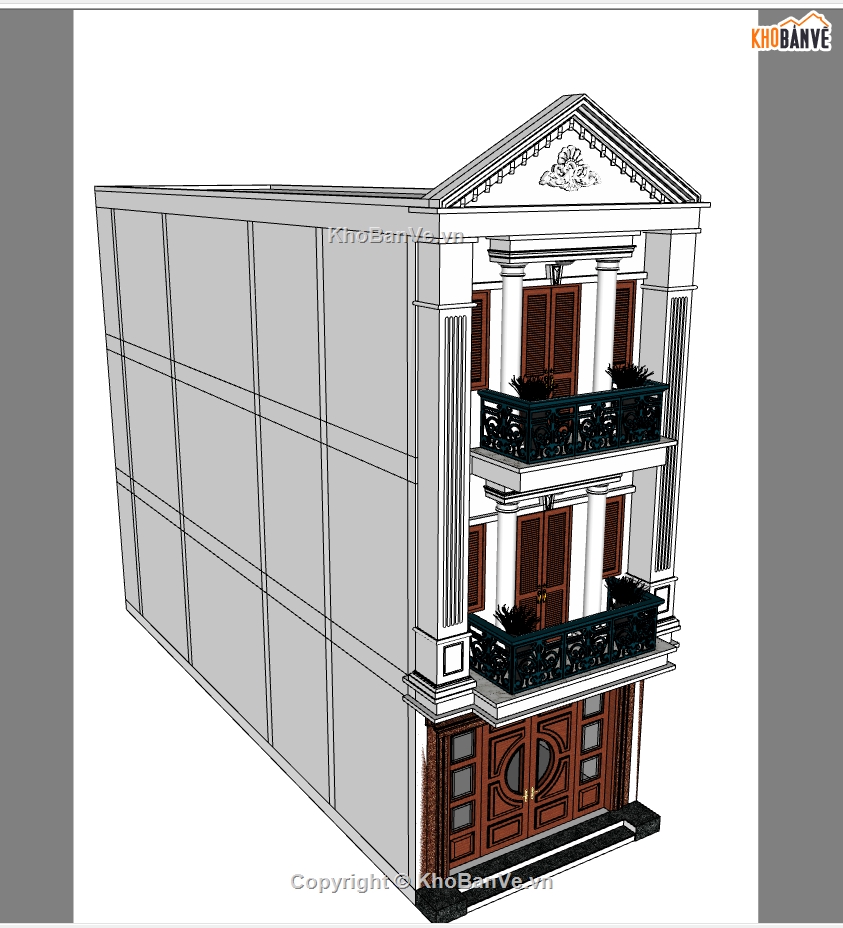 nhà phố 3 tầng,file su nhà phố 3 tầng,model sketchup nhà phố 3 tầng,model su nhà phố,file sketchup nhà phố 3 tầng