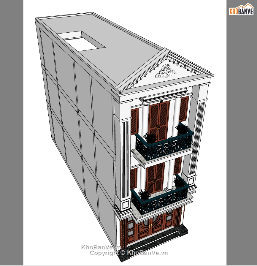 nhà phố 3 tầng,file su nhà phố 3 tầng,model sketchup nhà phố 3 tầng,model su nhà phố,file sketchup nhà phố 3 tầng