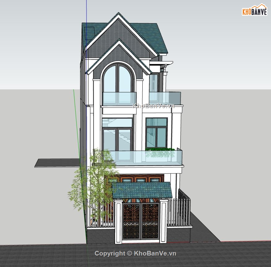 nhà phố 3 tầng dựng file sketchup,model su nhà phố 3 tầng,mẫu nhà phố 3 tầng file 3d su,sketchup dựng nhà phố 3 tầng