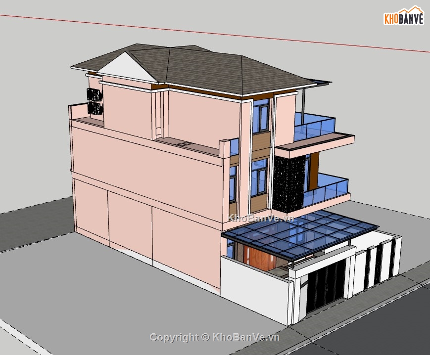 nhà phố 3 tầng,su nhà phố 3 tầng,sketchup nhà phố 3 tầng,su nhà phố