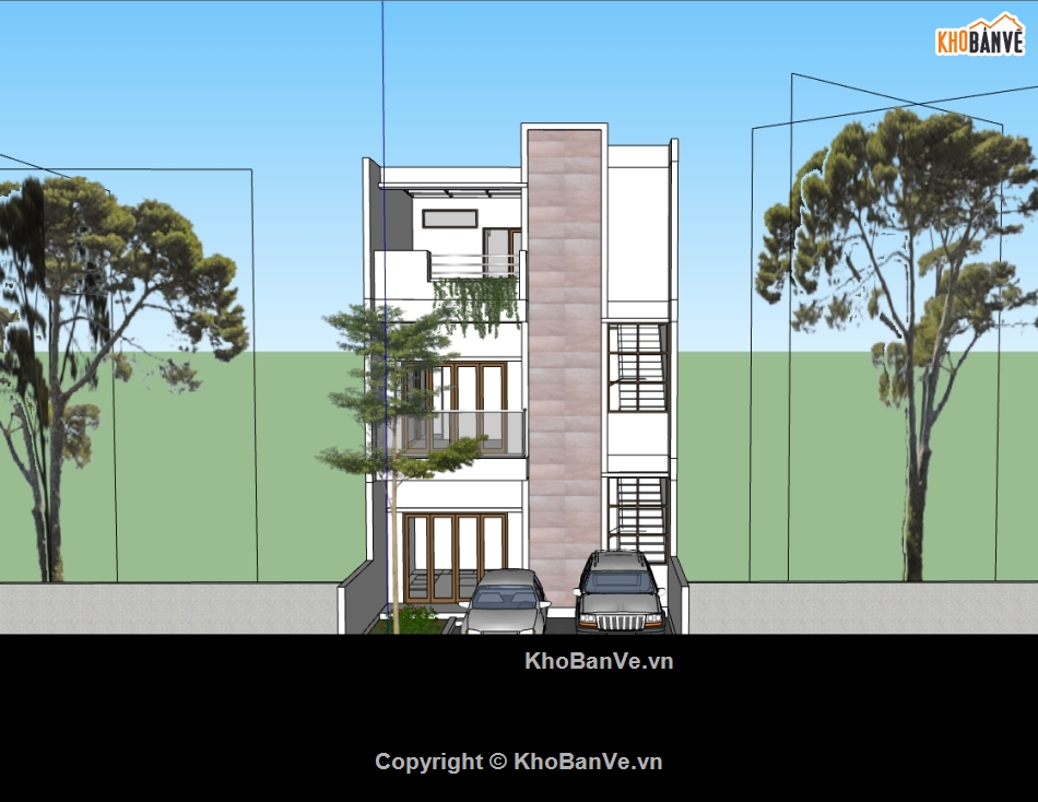 nhà phố 3 tầng,su nhà phố 3 tầng,nhà phố 3 tầng sketchup,nhà phố hiện đại