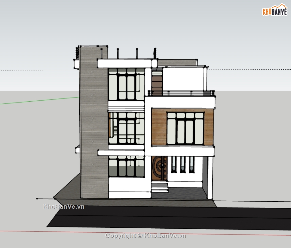 nhà phố 3 tầng,Model sketchup nhà phố 3 tầng,nhà phố sketchup,file su nhà phố 3 tầng