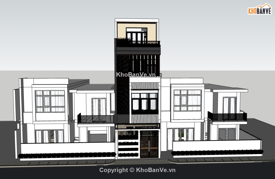 su nhà phố,sketchup nhà phố,su nhà phố 4 tầng,sketchup nhà phố 4 tầng