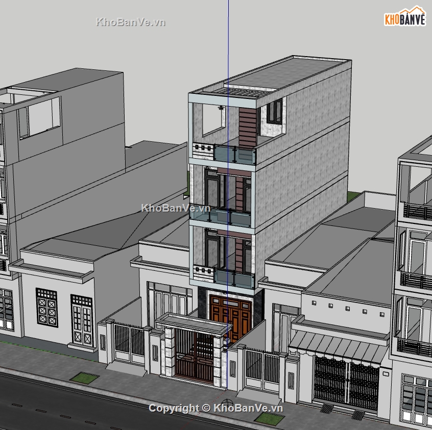 nhà 4 tầng,nhà phố sketchup,sketchup nhà phố 4 tầng,su nhà phố,su nhà phố 4 tầng