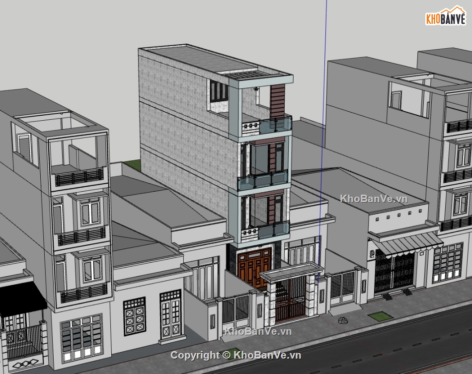 nhà 4 tầng,nhà phố sketchup,sketchup nhà phố 4 tầng,su nhà phố,su nhà phố 4 tầng