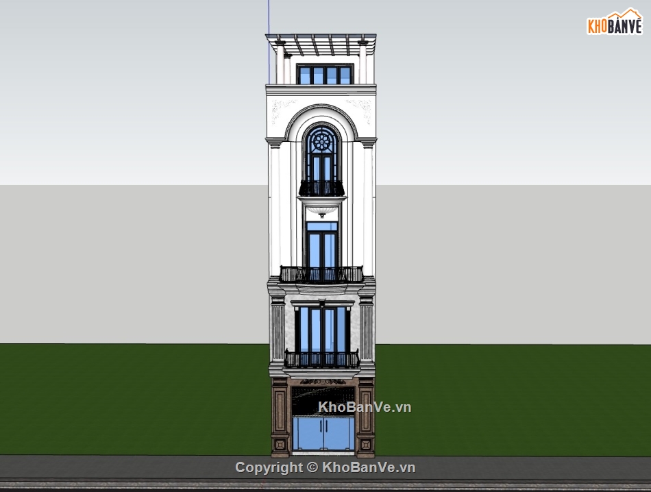 su nhà phố,sketchup nhà phố,su nhà phố 5 tầng