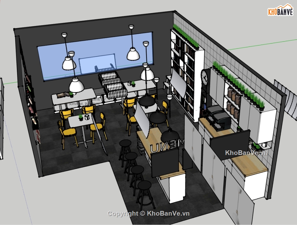 File sketchup nội thất,quán cafe sketchup,nội thất cafe,nội thất quán cafe,sketchup quán cafe
