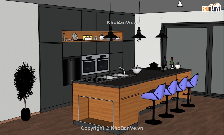 thiết kế bếp đẹp,nội thất phòng bếp,sketchup nội thất phòng bếp,su phòng bếp