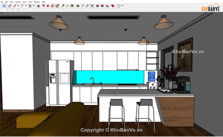 nội thất phòng khách,Sketchup phòng khách bếp,phòng khách bếp,nội thất phòng bếp,Sketchup bếp,phòng bếp sketchup