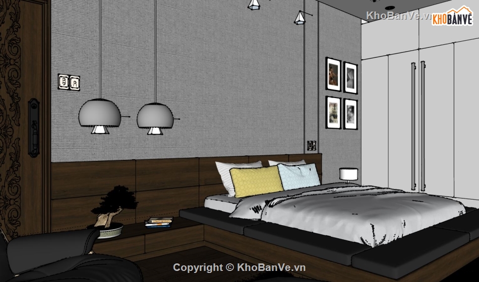 phòng ngủ sketchup,file sketchup phòng ngủ hiện đại,Model phòng ngủ,nội thất phòng ngủ,su phòng ngủ,sketchup phòng ngủ