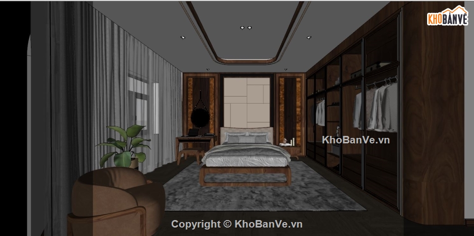 file sketchup phòng ngủ,phòng ngủ sketchup,file sketchup đồ gỗ óc chó,file sketchup,gỗ óc chó file cad