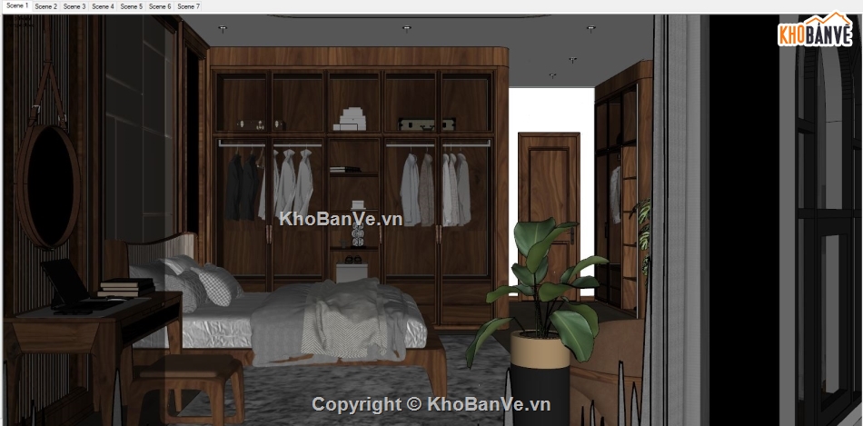 file sketchup phòng ngủ,phòng ngủ sketchup,file sketchup đồ gỗ óc chó,file sketchup,gỗ óc chó file cad