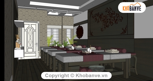 Sketchup mẫu nội thất,Model nội thất,Sketchup nội thất Spa,Sketch Up nội thất