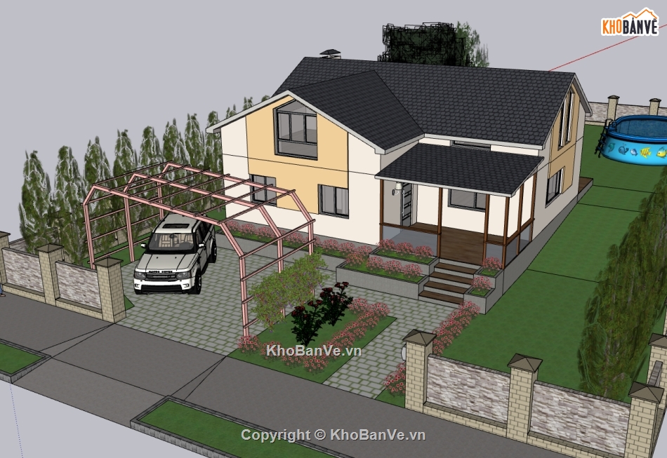 su nhà 2 tầng,sketchup nhà 2 tầng,File su nhà 2 tầng