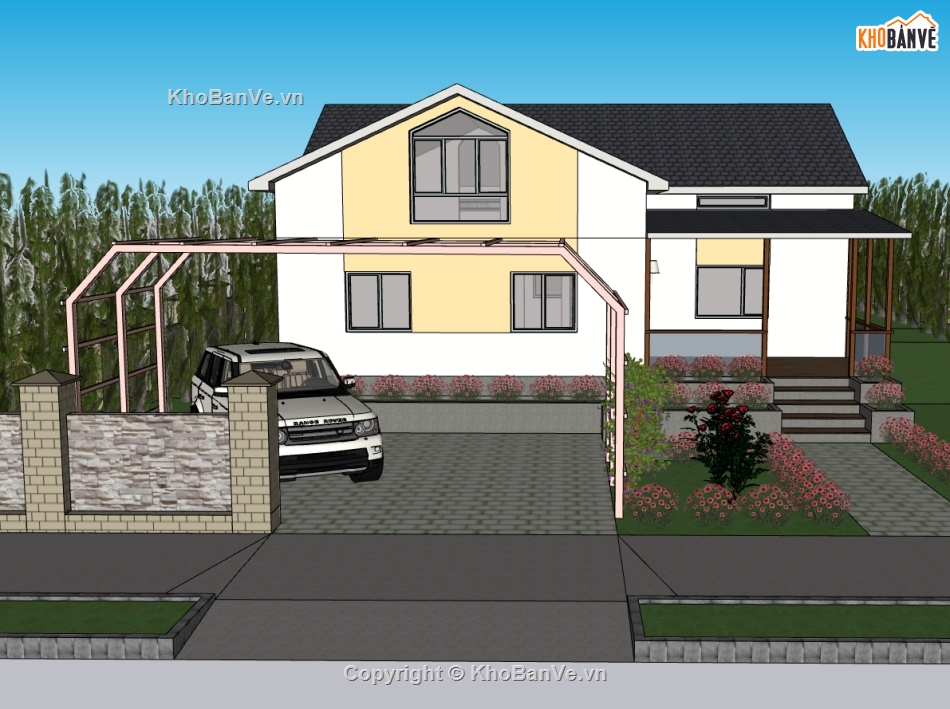 su nhà 2 tầng,sketchup nhà 2 tầng,File su nhà 2 tầng