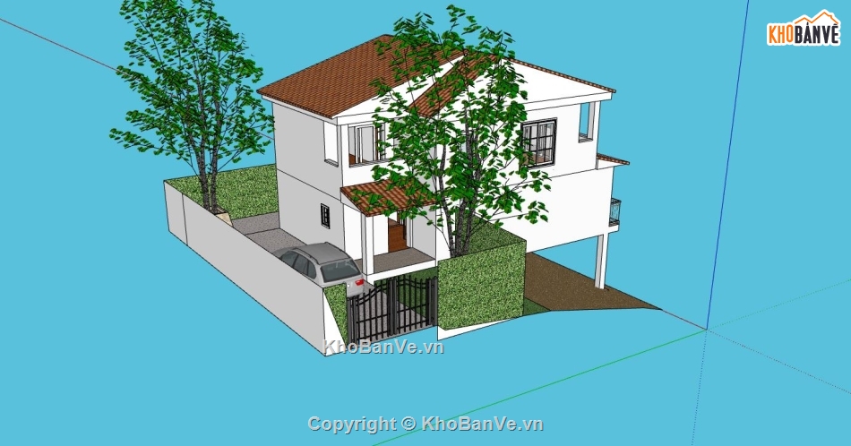 biệt thự 2 tầng,biệt thự 2 tầng nông thôn,Model su biệt thự 2 tầng