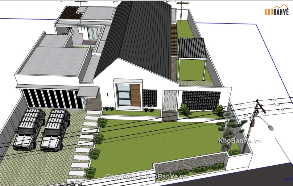 Model sketchup nhà 1 tầng,sketchup nhà 1 tầng,nhà 1 tầng su