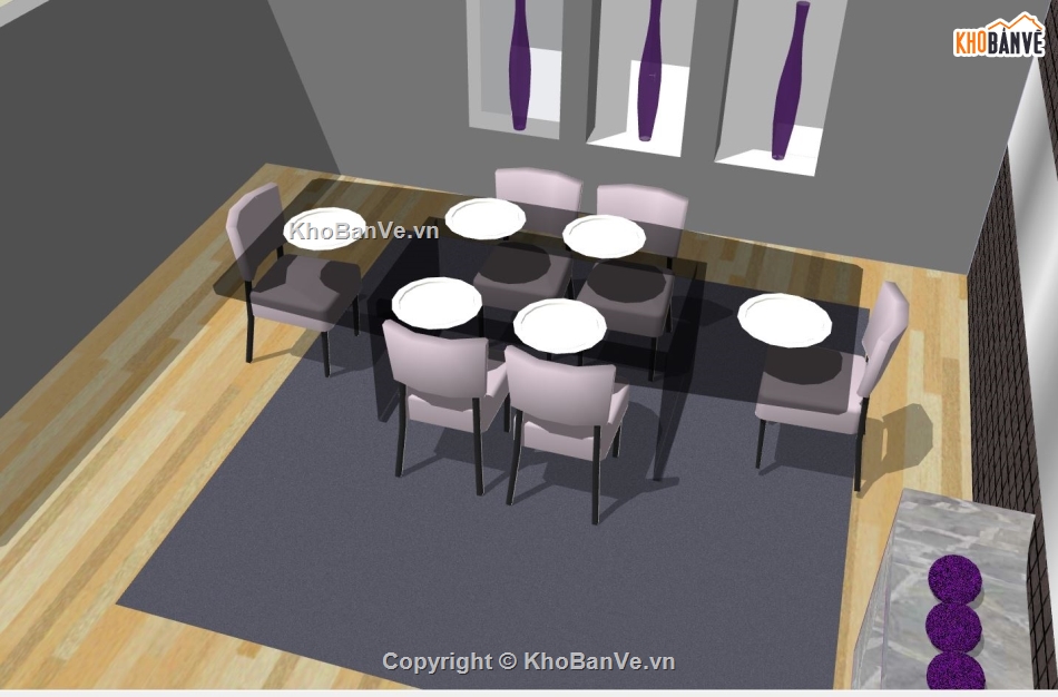 thiết kế phòng ăn,sketchup nội thất phòng ăn,su phòng ăn