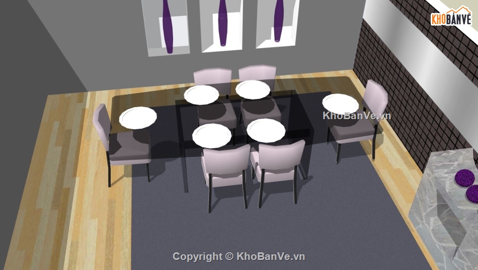 thiết kế phòng ăn,sketchup nội thất phòng ăn,su phòng ăn