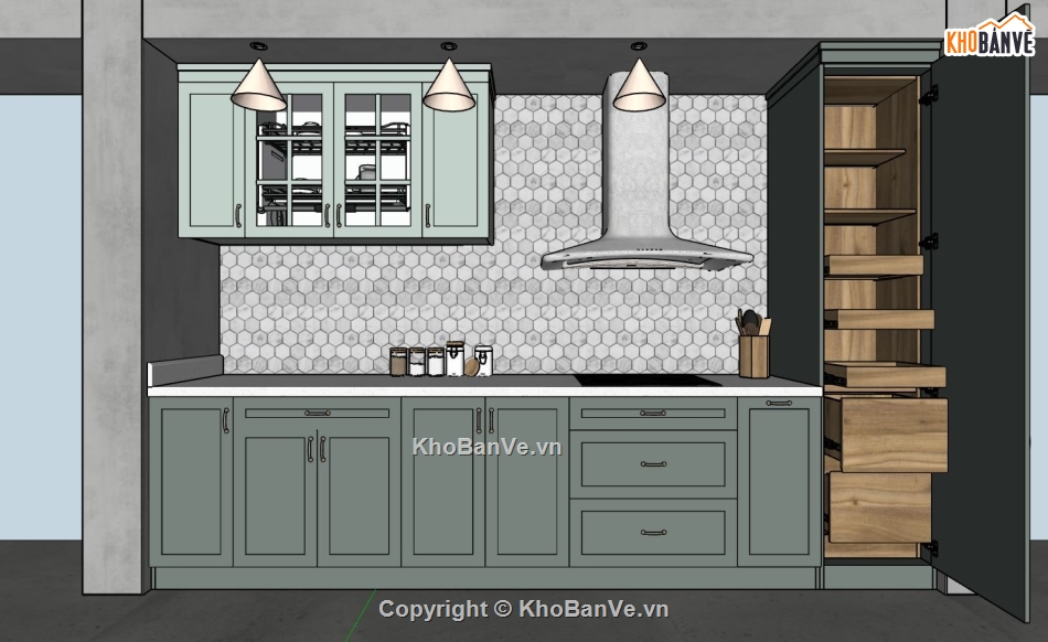 nội thất phòng bếp,model su nội thất bếp,sketchup nội thất bếp