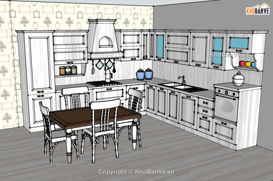 su phòng bếp,sketchup phòng bếp,phòng bếp