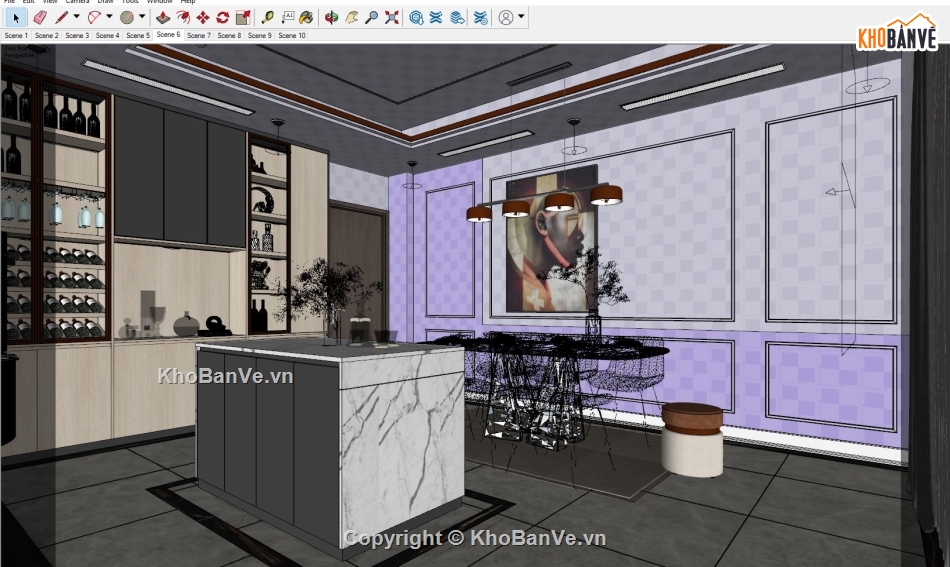 file sketchup bếp ăn,File su bếp ăn,Model sketchup bếp ăn,Model Su bếp ăn,Thiết kế Sketchup bếp ăn