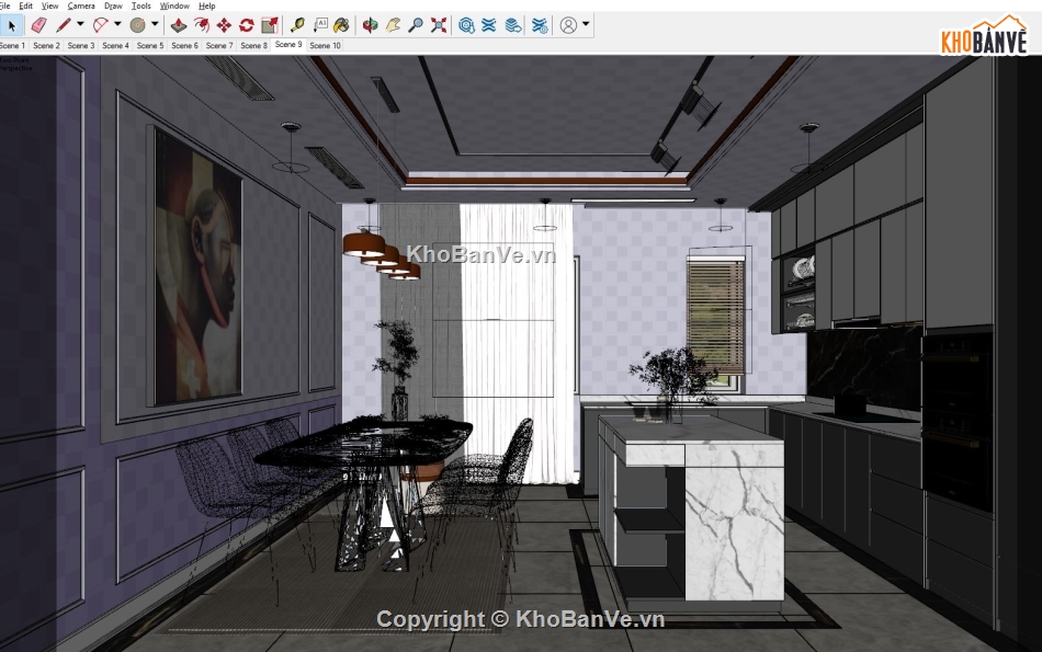 file sketchup bếp ăn,File su bếp ăn,Model sketchup bếp ăn,Model Su bếp ăn,Thiết kế Sketchup bếp ăn