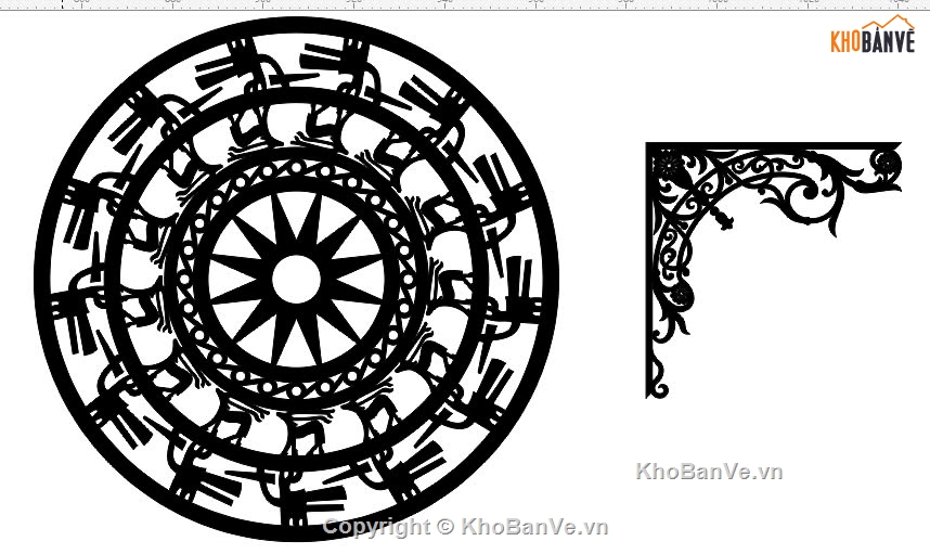 hoa góc cnc,hoa văn trống đồng cnc,File dxf trống đồng cnc,hoa góc trang trí