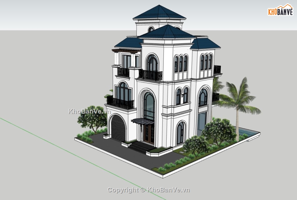 file sketchup villa 3 tầng,mẫu villa hiện đại,mẫu bản vẽ villa