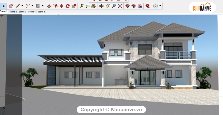 biệt thự 2 tầng,su biệt thự 2 tầng,File su biệt thự 2 tầng,biệt thự sketchup,model su biệt thự