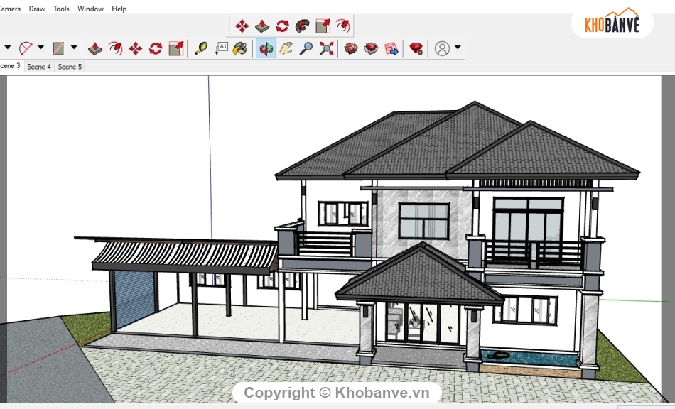 biệt thự 2 tầng,su biệt thự 2 tầng,File su biệt thự 2 tầng,biệt thự sketchup,model su biệt thự