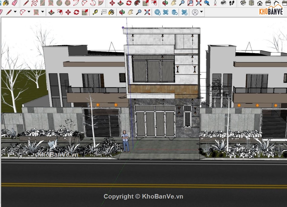 nhà phố 2 tầng,3d nhà phố 2 tầng,sketchup nhà phố 2 tầng,file su nhà phố 2 tầng