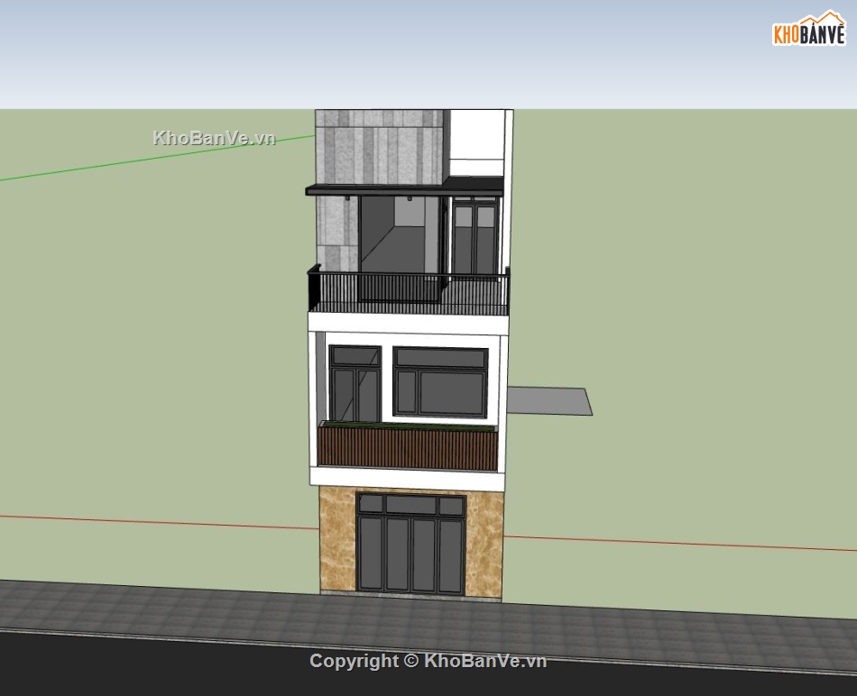 nhà phố 3 tầng,nhà phố hiện đại,phối cảnh nhà phố,file sketchup nhà phố