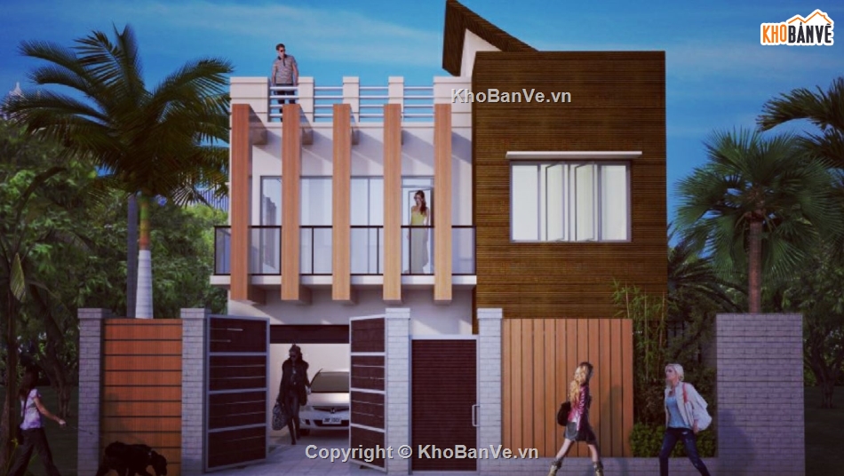 biệt thự 2 tầng,biệt thự sketchup,biệt thự hiện đại