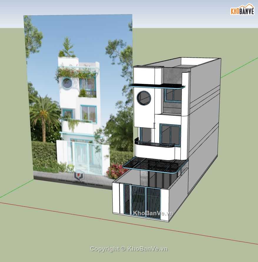 nhà phố 3 tầng,nhà phố hiện đại,kiến trúc nhà phố,sketchup nhà phố 3 tầng