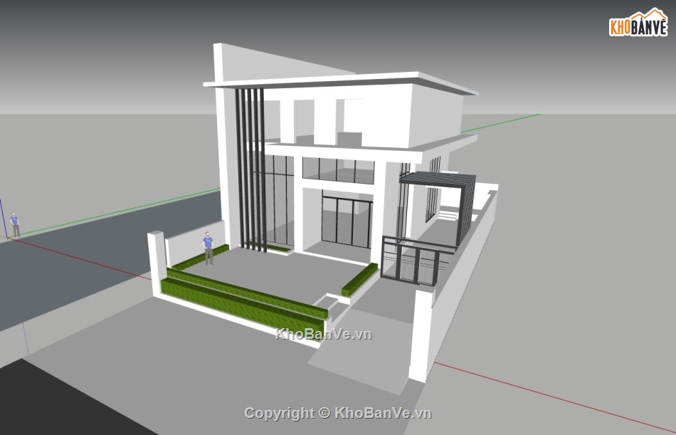 biệt thự 2 tầng,sketchup biệt thự 2 tầng,skechup ngoại thất biệt thự 2 tầng