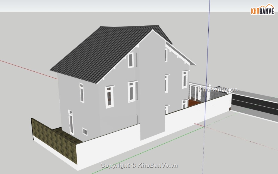 biệt thự 3 tầng,sketchup biệt thự,phối cảnh biệt thự,dựng 3d biệt thự