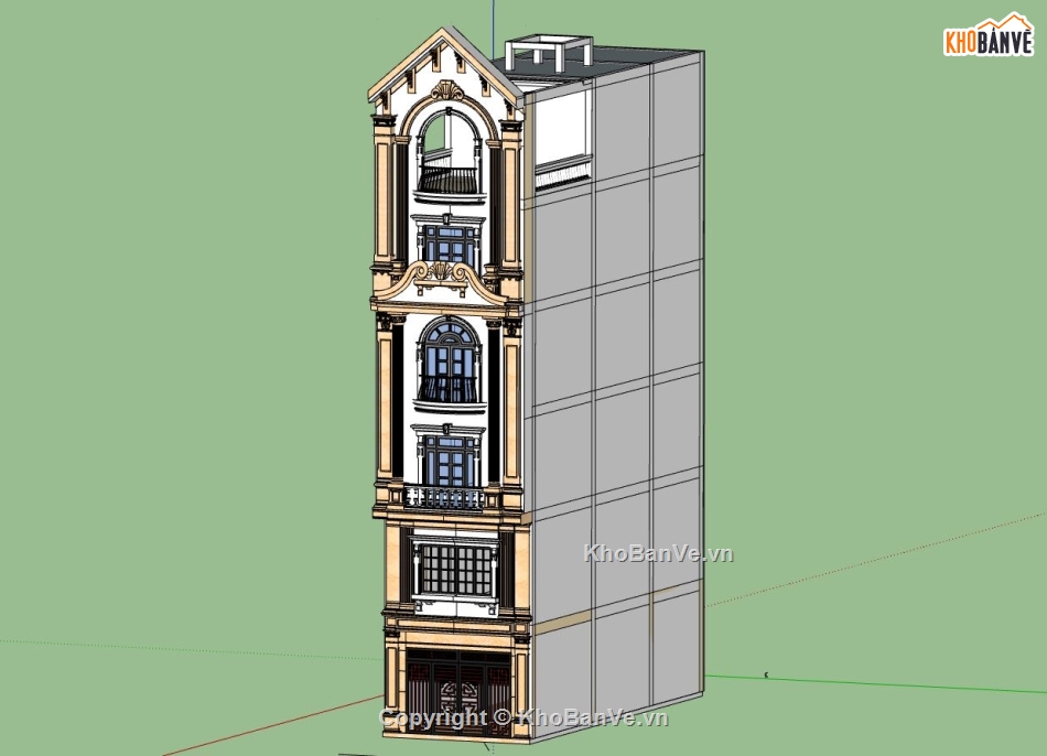 nhà phố 6 tầng,phối cảnh nhà phố,nhà phố tân cổ điển,ngoại thất nhà phố