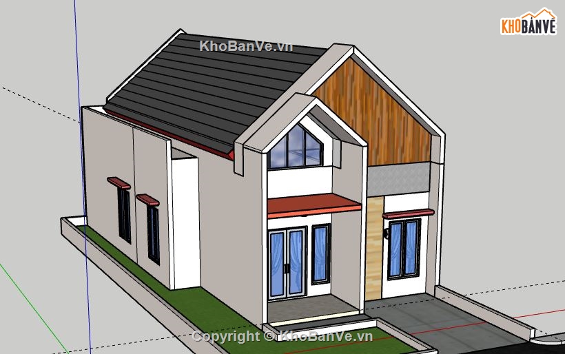 Nhà cấp 4,nhà cấp 4 file sketchup,model su nhà cấp 4