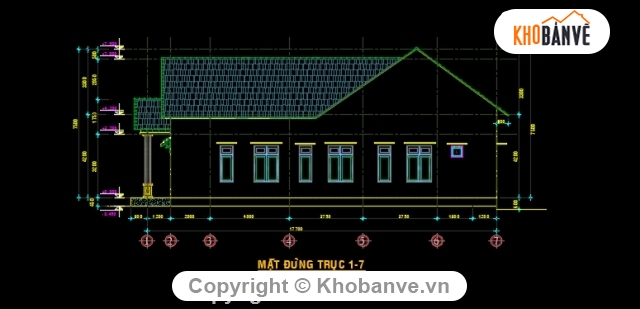 Nhà mái thái cấp 4,nhà cấp 4 mái thái 8x17.7m,bản vẽ nhà cấp 4 mái thái.,thiết kế nhà cấp 4